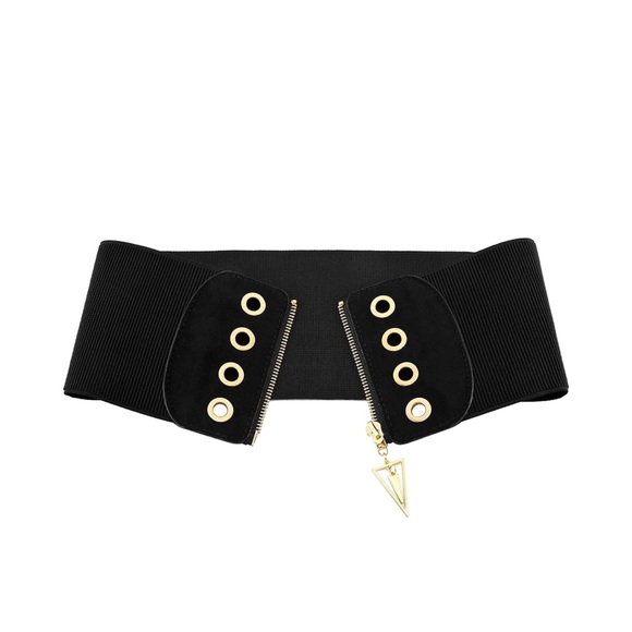 NEW Black Wide Elastic Fashion Waist Belt - Picture 3 of 5